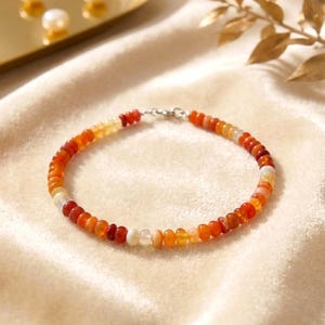 Bracciale in opale di fuoco - con chiusura in argento sterling 925