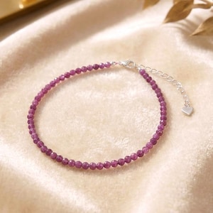 Feines facettiertes Rubin Armband - mit 925er Silberverschluss (A-Qualität)