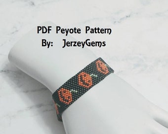 Pumpkin Bracelet Pattern, Odd Count Peyote Stitch (PDF Tutorial)