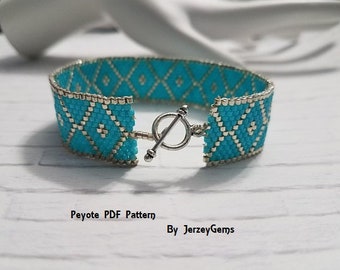 Peyote Bracelet Diamond Pattern, Odd Count Peyote Stitch Bracelet Pattern, Peyote Beaded Bracelet Tutorial