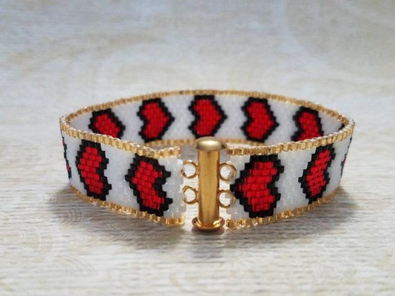 Heart Pattern Beaded Bracelet Peyote Pattern Peyote - Etsy