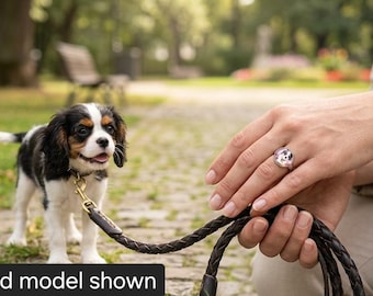 Stainless Steel Cavalier King Charles Spaniel Ring Adjustable Dog Picture Jewelry