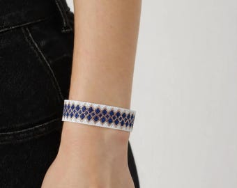 Beaded Cuff Bracelet Pattern – Geometric Peyote, Seed Beads (Digital Download)