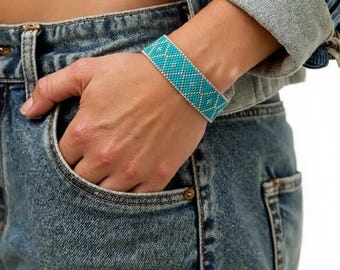 Diamond Peyote Bracelet Pattern, Beaded Stitch Tutorial (PDF Pattern)