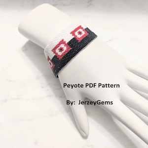 Geometric Shapes Peyote Stitch Bracelet Pattern, Wide Peyote Seed Beaded Pattern, Odd Count Peyote Bracelet Pattern, Miyuki Beaded Pattern
