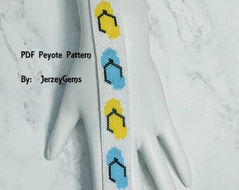 Flip Flop Seed Bead Bracelet Pattern, Summer Peyote Stitch (PDF Pattern)