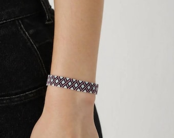 Geometric Ribbon Peyote Beaded Bracelet Pattern (PDF Pattern)