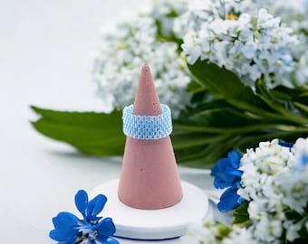 Clear Aqua Blue Miyuki Handmade Beaded Rings For Men and Women