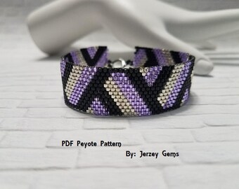 Beadweaving Pattern Tutorial, PDF Peyote Bracelet Pattern, DIY Bracelet Pattern, Delica Beaded Peyote Bracelet Pattern, Miyuki Bead Pattern
