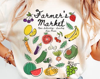 Farmers Market Shirt Comfort Colors® Support Farmers Shirt Farm Fresh Tshirt Vegetable Lover Gift Tomato Girl Summer Vegan Gifts Fruit Tee