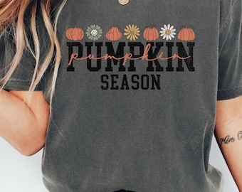 Pumpkin Season Shirt Comfort Colors® Fall Shirt Cozy Season Shirt Fall Vibes Shirt Women Autumn Tee Cute Pumpkin Floral Shirt Thanksgiving