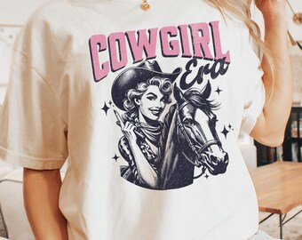 Retro Cowgirl Shirt Cowgirl Era Tee Comfort Colors® Vintage Western Shirt Womens Cowboy T-Shirt Vintage Rodeo Tshirt Oversized Country Tee