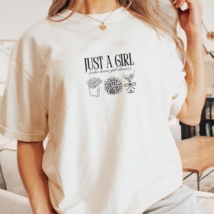 Just A Girl Dinner Shirt Comfort Colors® Foodie Shirt Funny Food Shirt Cocktail Lover Gift Martini Shirt Girls Night Trendy Aesthetic Shirt