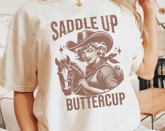 Retro Cowgirl Shirt Comfort Colors® Womens Vintage Western Shirt Vintage Rodeo Shirt Trendy Cowgirl Oversized Country Tee Funny Western Tee