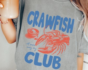 Crawfish Shirt Crawfish Boil Shirt Seafood Lover T-Shirt Mardi Gras Shirt Crawfish Season Shirt Retro Summer Shirt Coastal Aesthetic Shirt