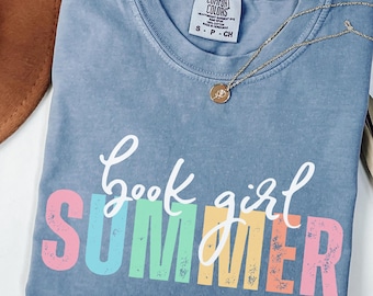 Book Girl Summer Shirt Comfort Colors® Beach Book Lover Gift Bookish Merch Summer Aesthetic Reader Shirt Book Club Tee Funny Reading Tshirt