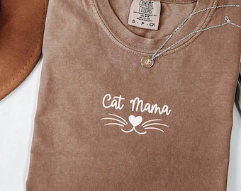 Cat Mama Shirt Comfort Colors® Cat Lover Shirt Cute Cat T-shirt for Women Cat Mom Tee Cat Gift Funny Cat Lady Tshirt Trendy Cat Mother Gifts