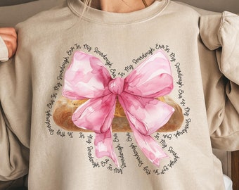 Felpa con cappuccio "In My Sourdough Era" Pink Bow Coquette Maglietta per la panificazione del pane Felpa con cappuccio per gli amanti della panificazione del lievito madre Regali per i fornai con lievito madre