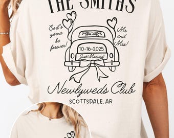 Custom Newlyweds Club Comfort Colors Just Married Shirt Couples Honeymoon Shirt Mr Mrs Tees Gift For Newlyweds Matching Wedding Day Shirts