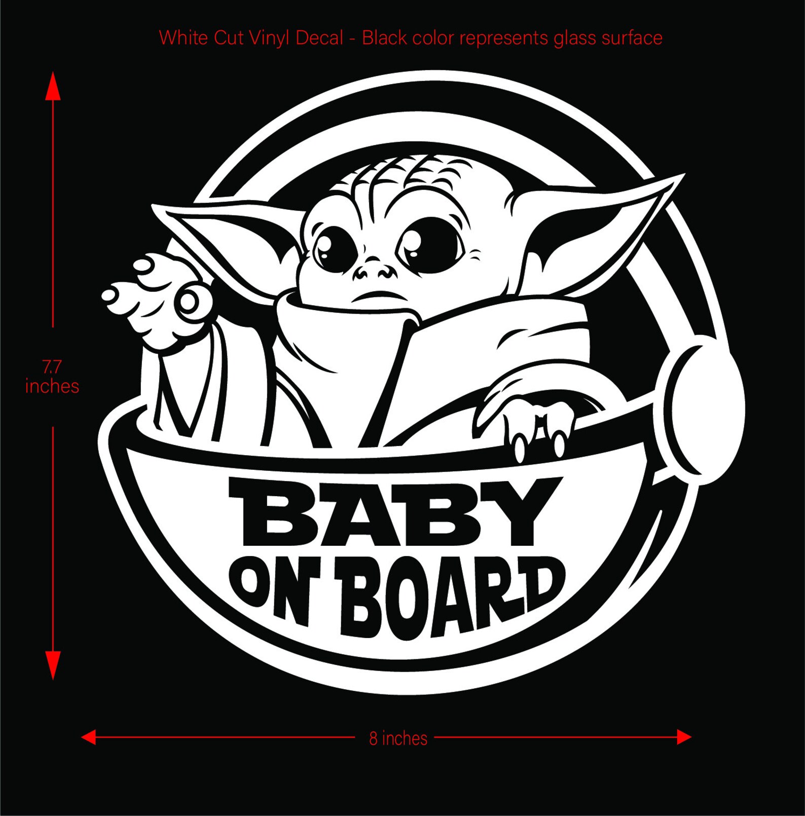 Baby Yoda Vinyl Decal Sticker Baby on Board The Etsy