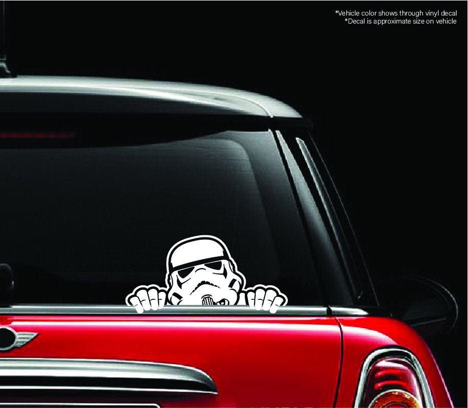 Stormtrooper Peeking Out of Car Vinyl Decal Sticker Star Etsy