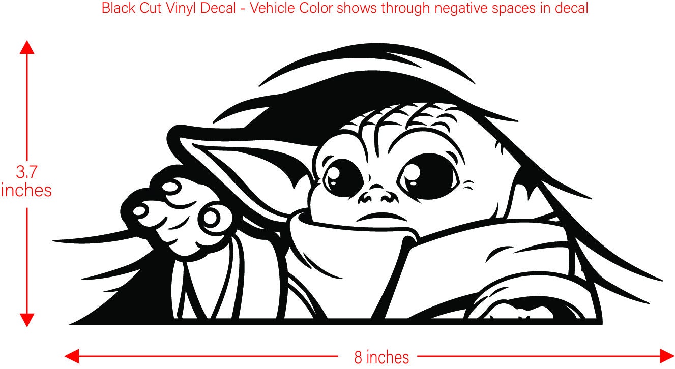 baby yoda peeking vinyl decal sticker baby on board the etsy