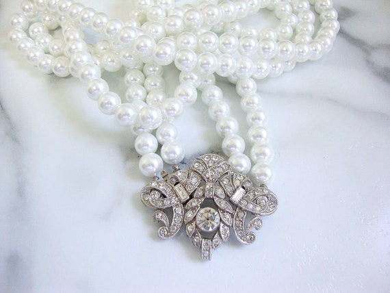 Art Deco Flapper Necklace, 1920s Pearl Art Deco Rh