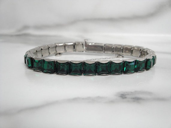 Antique Art Deco Emerald Bracelet, Original 1920s