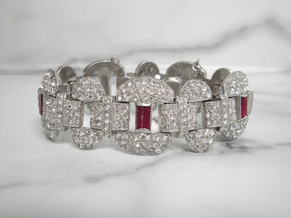 Antique Ruby Art Deco Bracelet, Original 1920 Fine