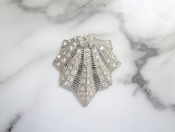 Art Deco Dress Clip, Antique Art Deco Rhinestone J