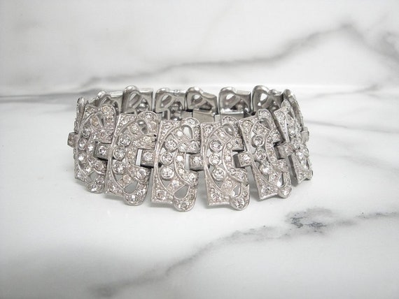 Antique Art Deco Bracelet, Wide Vintage Designer A