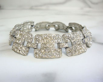 Art Deco Rhinestone Bracelet, 1920s Art Deco Jewelry, Fine Antique Wedding Jewelry, Bridal Accessory