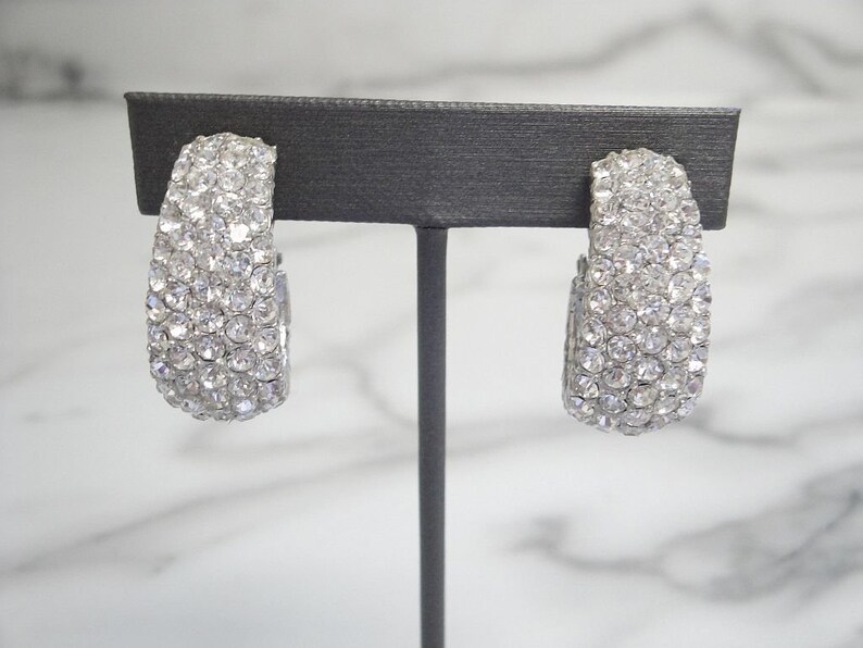 Designer Statement Jewelry Ciner Designer Earrings Vintage Pave Rhinestone Clip On 1950s Fine Vintage Wedding Jewelry