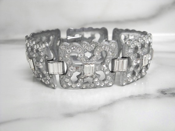 Art Deco Vintage Bracelet, Fine Czech Statement Ar