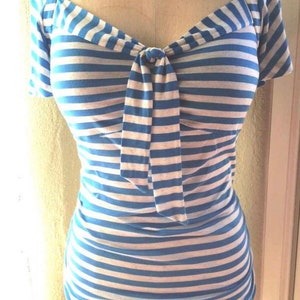 Sale Last Few Left 1940s style sailor top vintage style black size S or striped or blue XL rayon jersey image 4