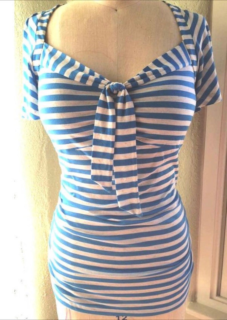 Sale Last Few Left 1940s style sailor top vintage style black size S or striped or blue XL rayon jersey image 4