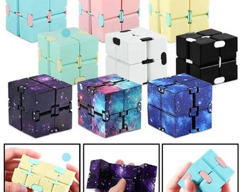 Sensory Infinity Cube Stress Fidget Toys Autism Anxiety Relief Kids Adults Gift Space Blue Black White Pink