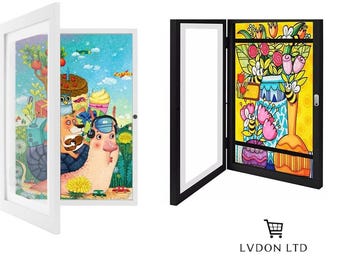 Lillyvale A4 Kid Art Frame, White/Black, 25 x 32 cm, Children's Artwork Display Photo Picture Frame Black White