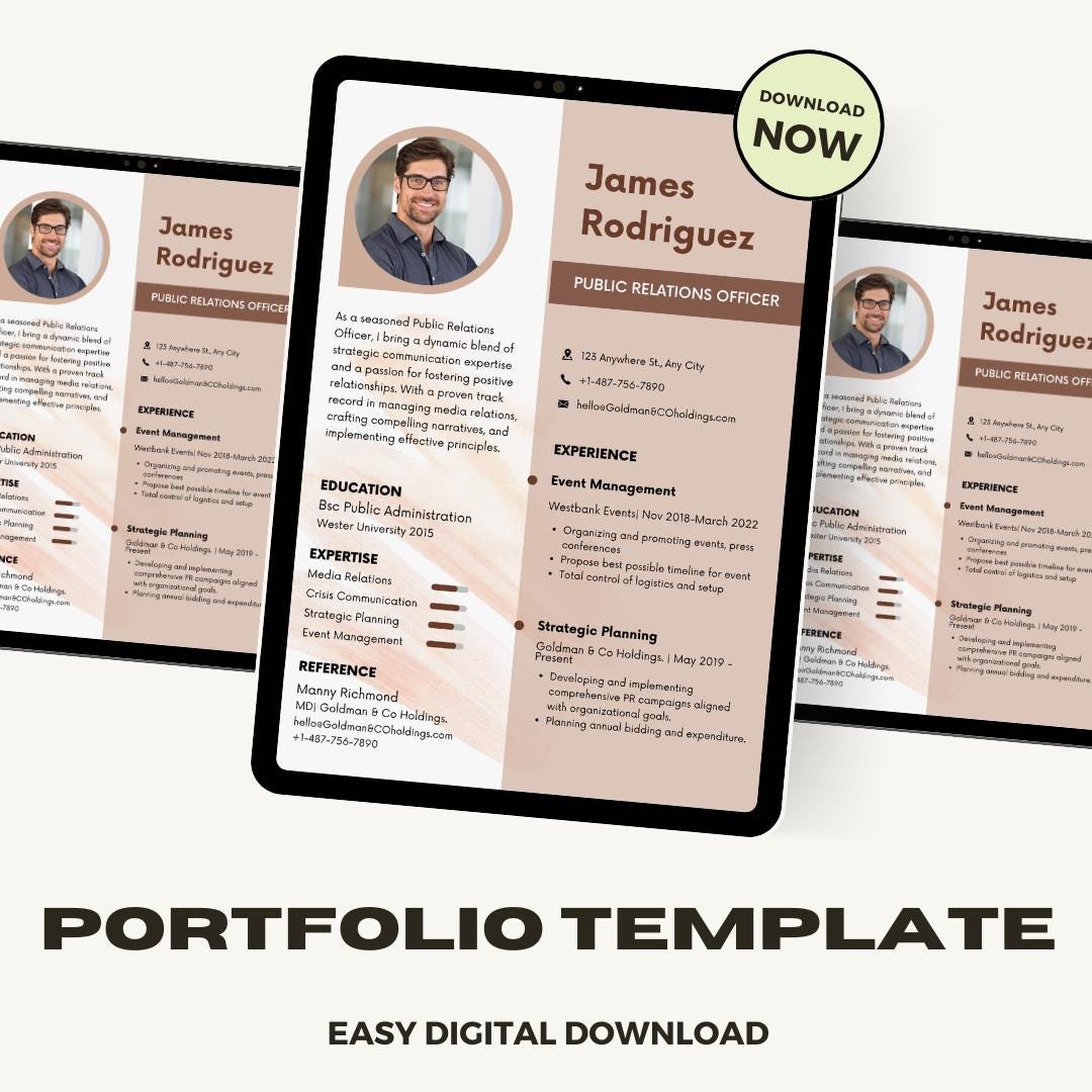 Professional Portfolio Template Canva Website, Portfolio Mockup ...