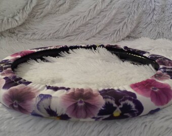 Fully Lined All-Weather * Pansy Passion *  Steering Wheel Cover