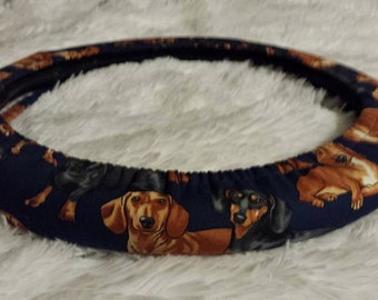 Fan Favorite! Fully Lined All-Weather Darling Doxies! *  Steering Wheel Cover * Dearly Dachshunds! * Wiener Dog Puppy