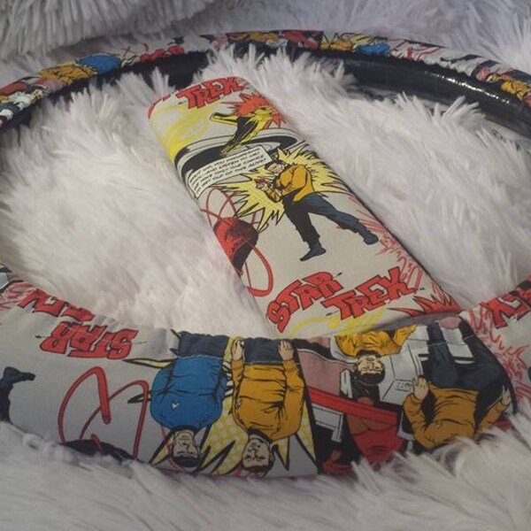 Last Two | One ! Rare! Limited Edition! * Fully Lined All-Weather Star Trek Steering Wheel Cover with Seat Belt * Captain Kirk Spock Scotty