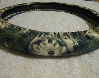 Fan Favorite! Print Long Retired! Rare Limited Find! Fully Lined All Weather * Timber Mates Steering Wheel Cover *Timber Wolf Wolves*