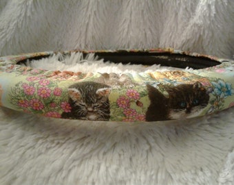 Limited Supply Available! Adorable Kittens in the Garden Steering Wheel Cover, Fully Lined All Weather, Grip Option, Custom Fit, Cat Cats