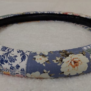 Fan Favorite! Fully Lined All-Weather * Optional Grip * Boho Patchwork Steering Wheel Cover Seat Belt Car Trash Bag Key Ring Hippie Flowers