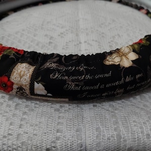 Amazing Grace Steering Wheel Cover, Fully Lined, All Weather, Grip Option, Custom Fit upon Request, Key Ring, Seat Belt
