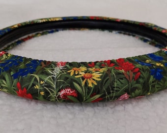 Fully Lined All-Weather * Meadow Land Wildflowers *  Steering Wheel Cover * Field of Flowers