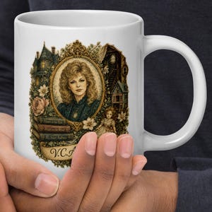 VC Andrews Mug, Gothic Coffee Cup, Book Lover Gift, 1980s Reader, Gothic Writing Fan, Author of Flowers in the Attic, My Sweet Audrina, Dawn