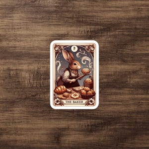 The Baker Tarot Card Sticker, Rabbit Baking Bread & Pastries, Mystical Bakery, Tarot Card, Whimsical Bunny Chef, Sourdough Baking