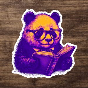 Sticker panda boekenwurm - sticker schattige lezende beer voor boekenliefhebbers, docenten en studenten - sticker voor kindle, laptop en auto